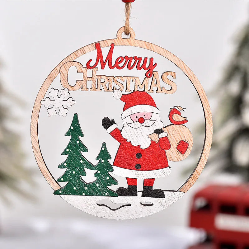 Charming Wooden Santa & Reindeer Ornaments for Christmas - Image 12