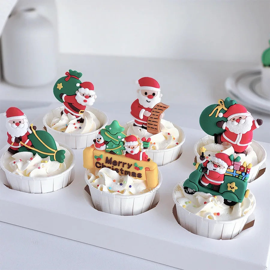 Festive Santa & Elk Cake Toppers for Christmas - Image 18