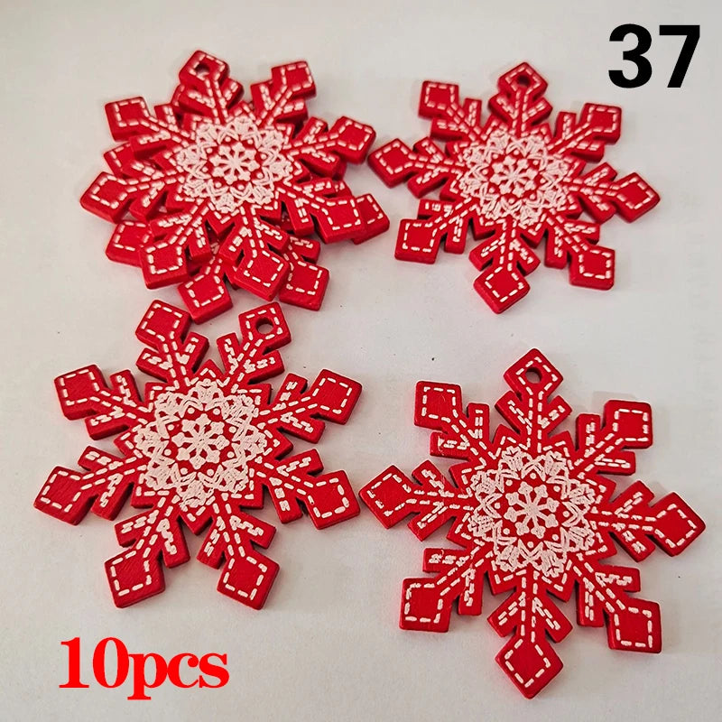 Charming Wooden Snowflake Christmas Ornaments – 10pcs - Image 2