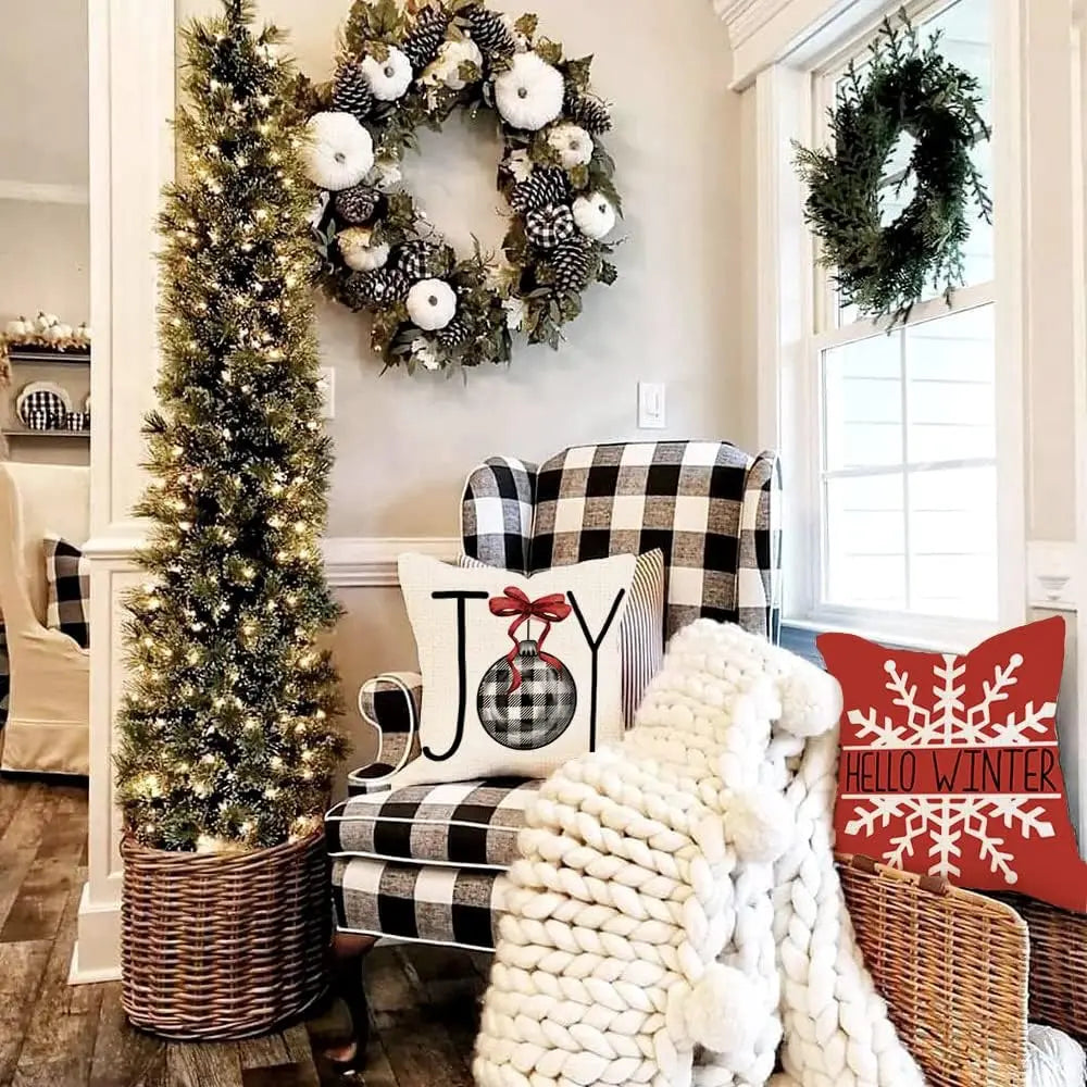 Cozy Christmas Buffalo Plaid Pillow Covers - Image 3