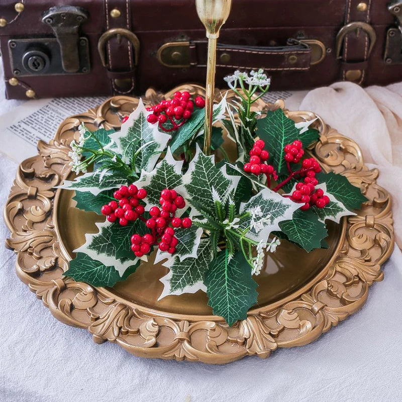 Elegant Christmas Candlestick Wreath with Silk Flowers - Image 5