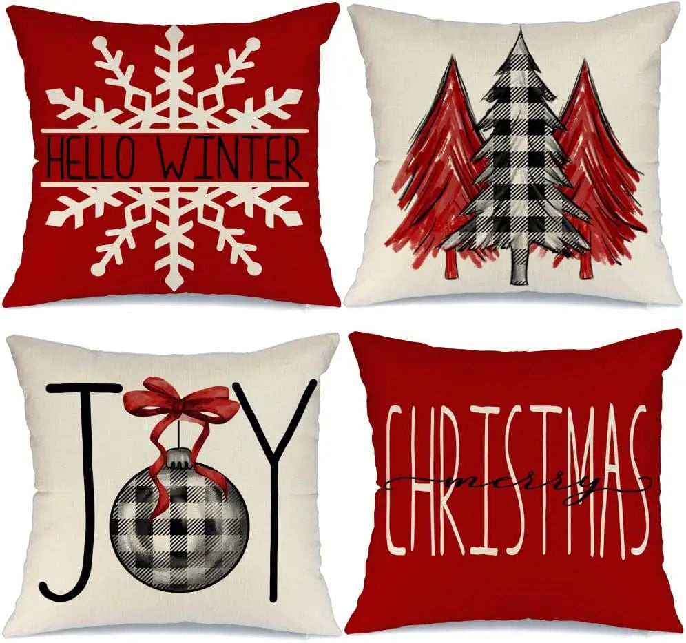 Cozy Christmas Buffalo Plaid Pillow Covers