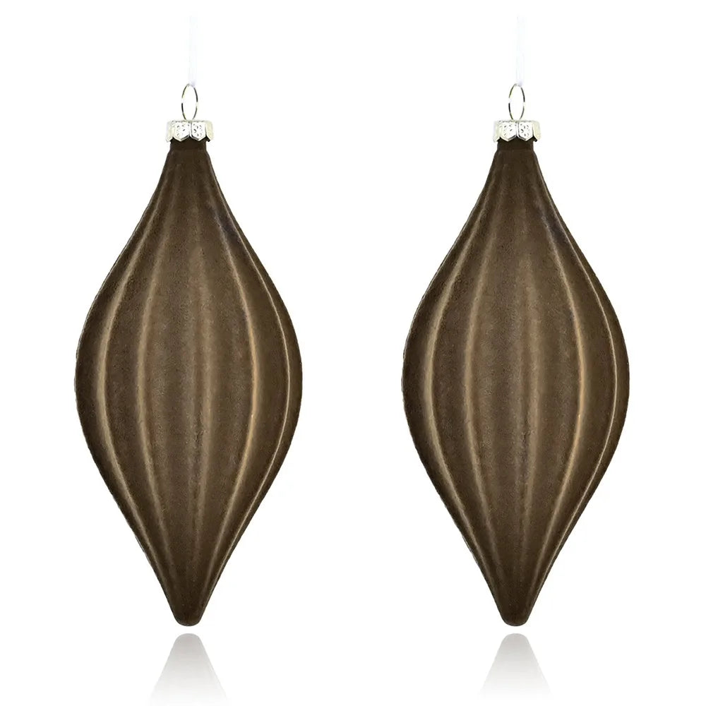 Flocked Velvet Christmas Cone Ball Ornaments - 2pcs - Image 6