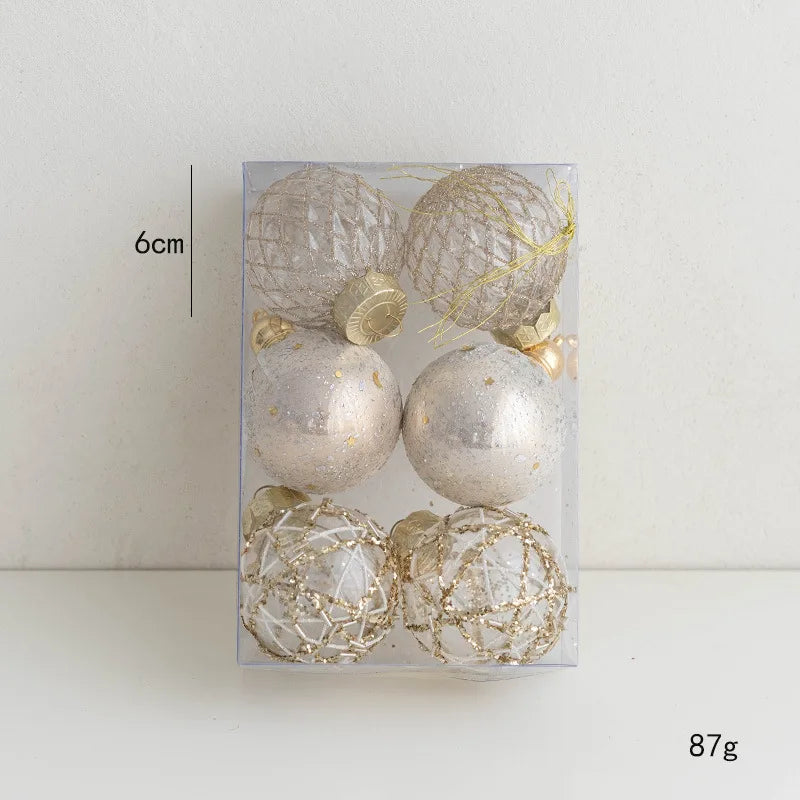Chic Champagne Red Christmas Ball Ornaments - 6pcs - Image 11