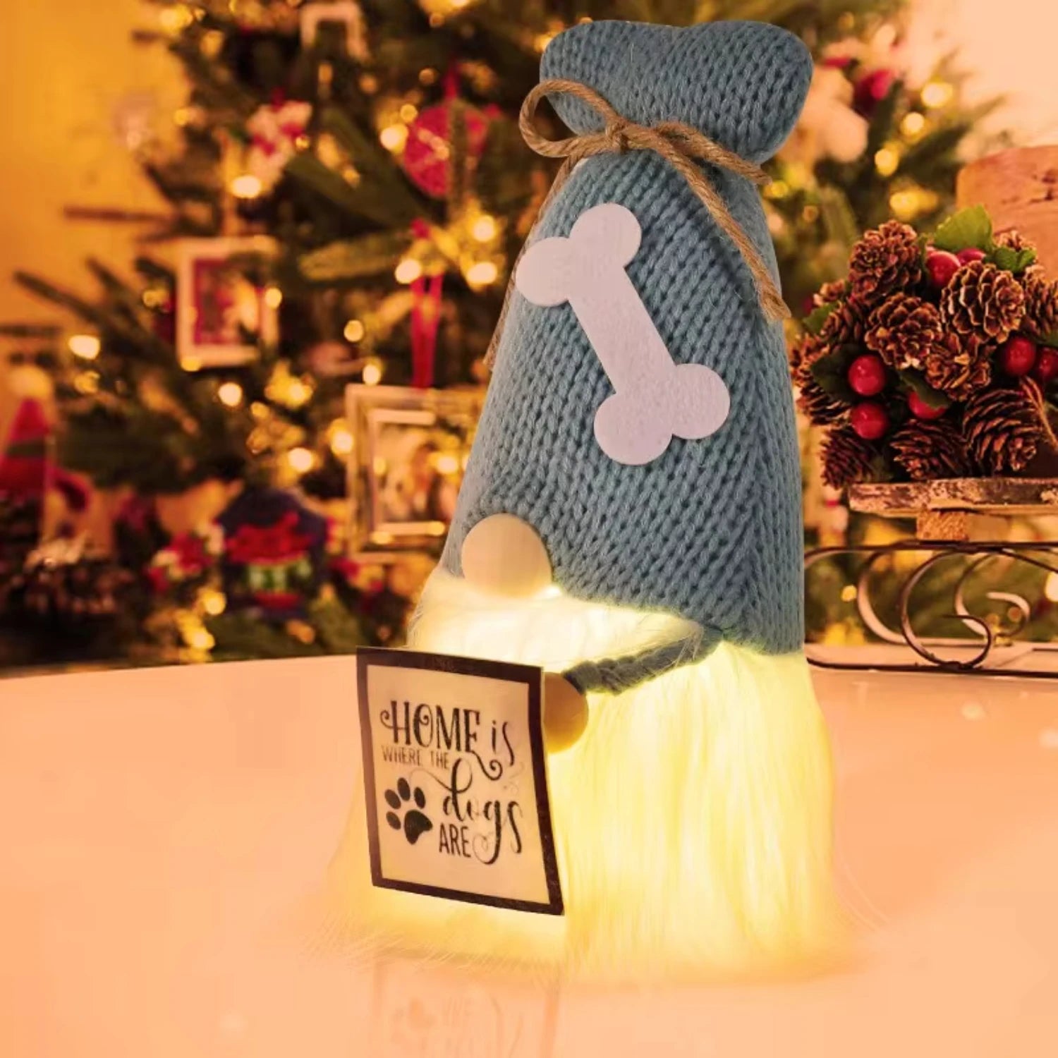 Festive Luminous Gnome Plush Ornament for Christmas