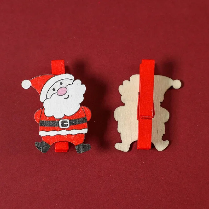 6pcs Festive Wooden Christmas Clips – Santa, Snowman & More! - Image 19