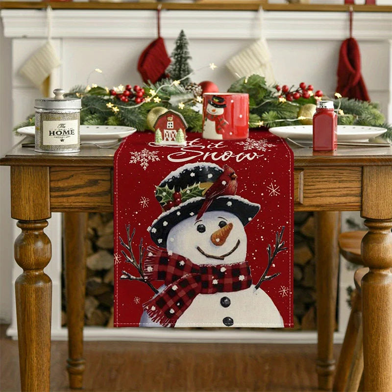 Festive Christmas Table Runner with Santa & Snowman - Image 13