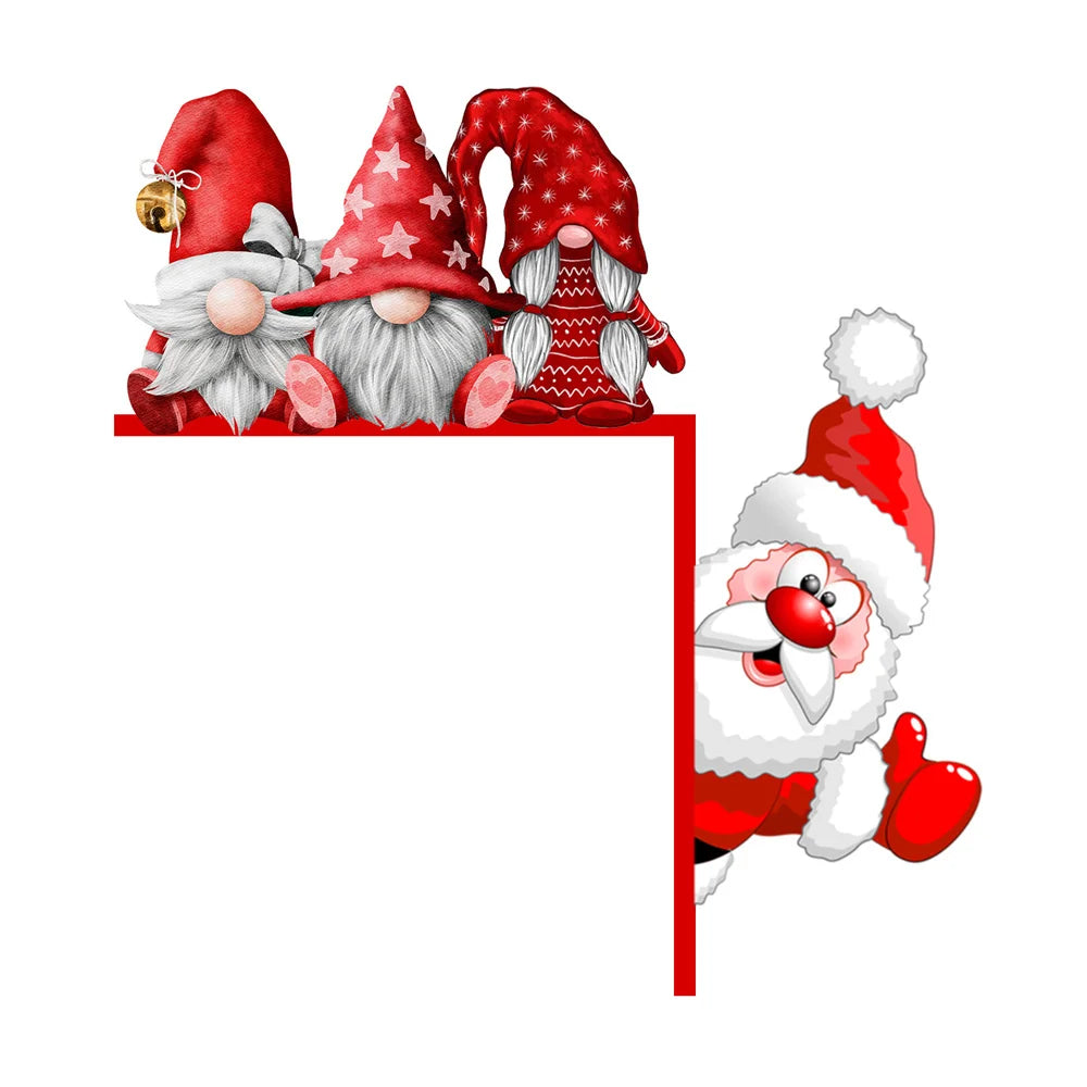 Festive Cartoon Wooden Christmas Door Decor - Image 11