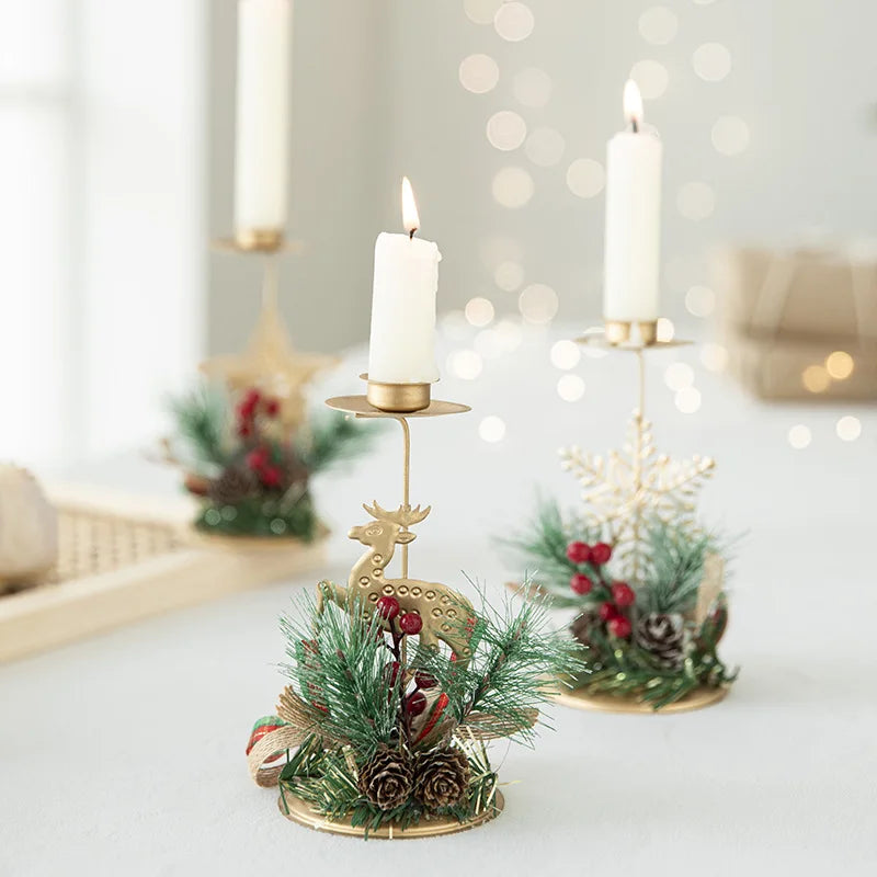 Elegant Golden Christmas Candle Holder Ornament - Image 7