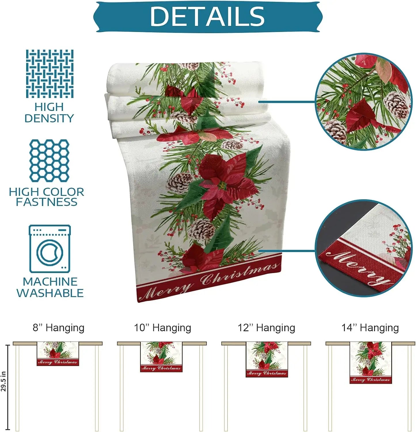 Festive Elk Snowflake Buffalo Plaid Table Runner - Image 16