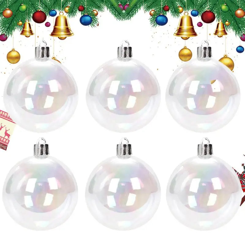 Iridescent Christmas Ornaments Set - 6 Stylish Balls
