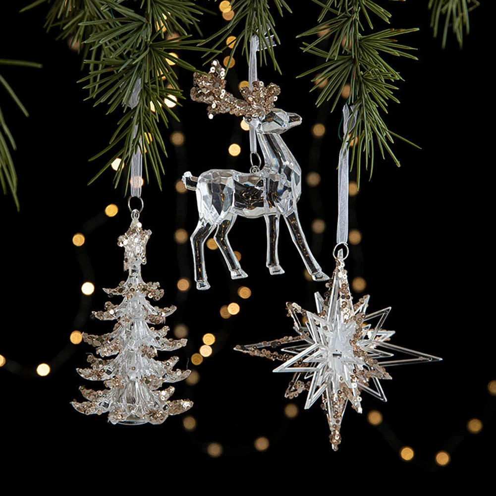 Colorful Snowflake Acrylic Pendant for Christmas Decor - Image 47