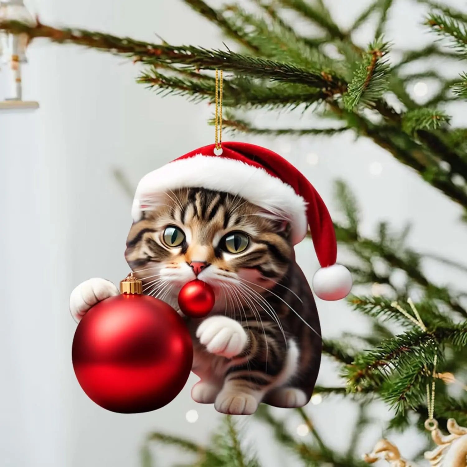 2D Acrylic Christmas Cat Ornament - Festive Decor - Image 17