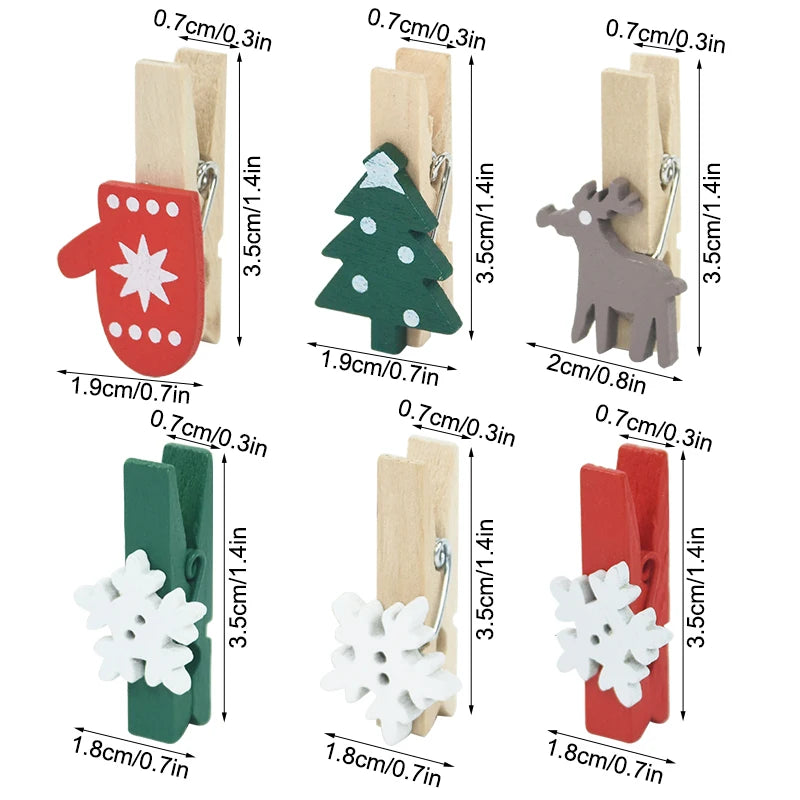 20pcs Festive Wooden Clips for Holiday Decor - Image 33