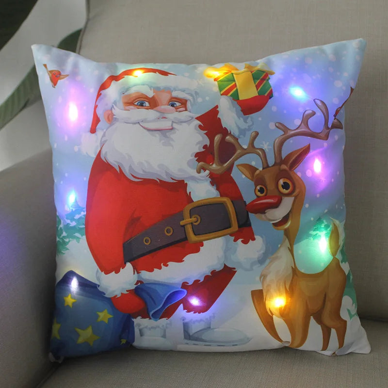 Illuminated Christmas Pillowcase with Santa & Snowman - Image 8