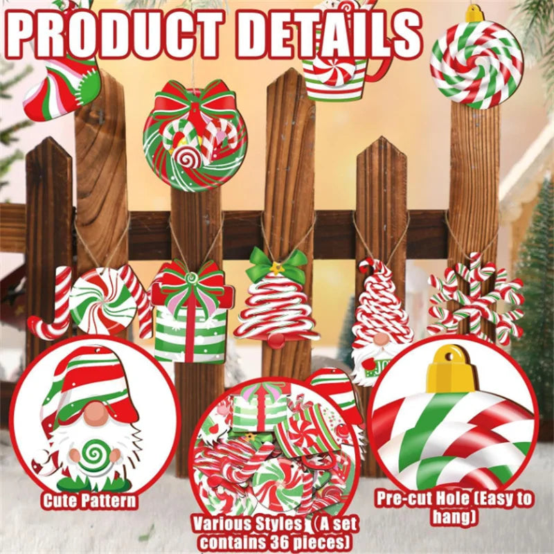 Festive Candy Cane Tree Ornaments - Red & White - Image 4