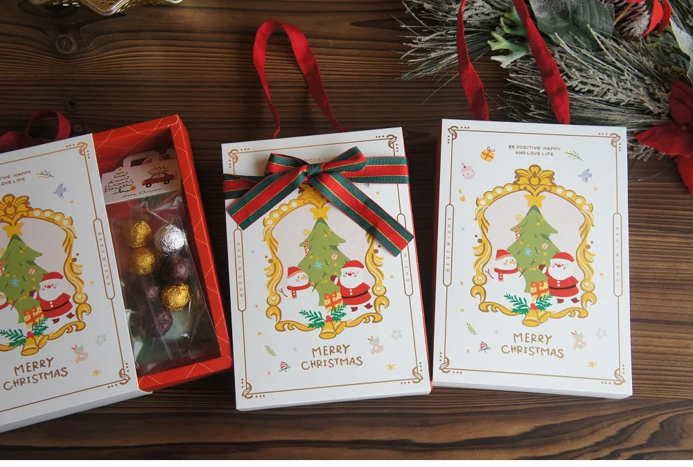 Festive Gold & Red Christmas Gift Boxes - 5 Pack - Image 10