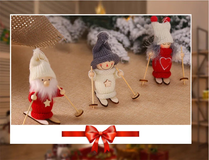 Charming Wooden Ski Dolls for Christmas Tree Decor - Image 11