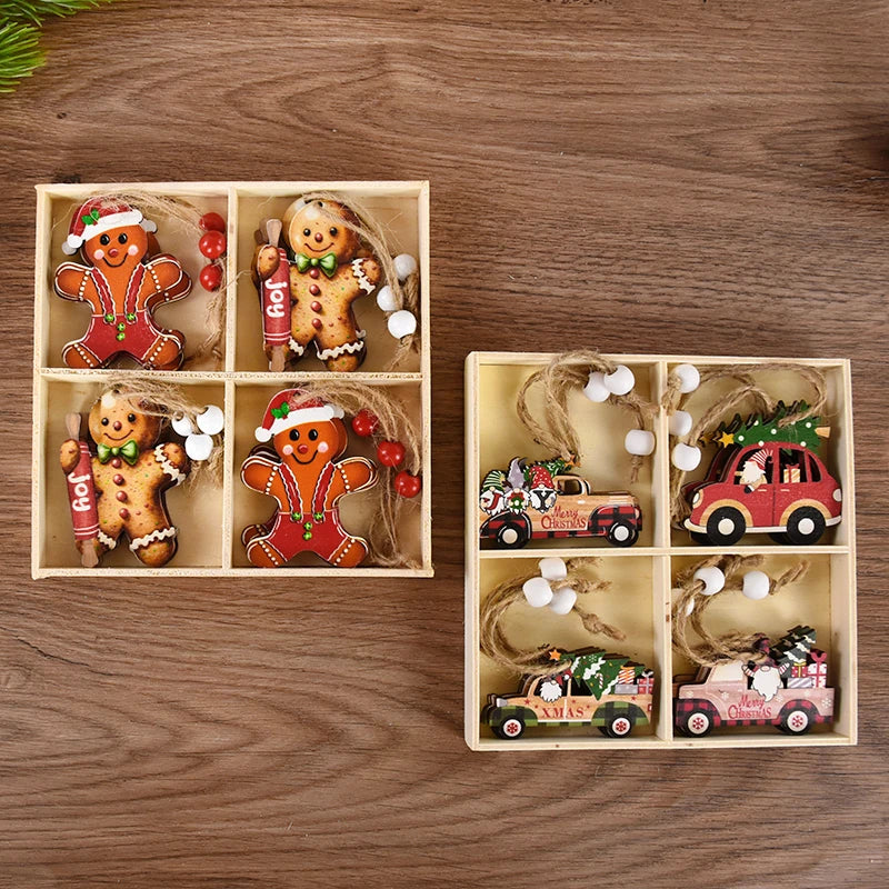 12pcs Christmas Wooden Ornaments: Santa & Gnomes - Image 6