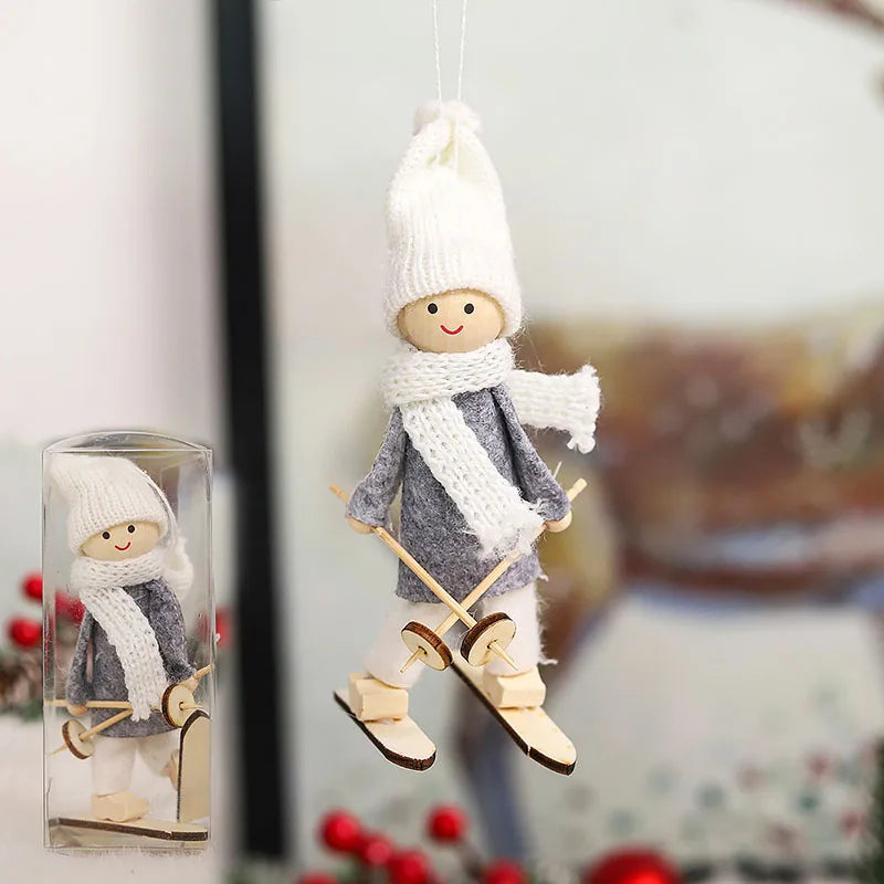 Charming Wooden Ski Dolls for Christmas Tree Decor - Image 14
