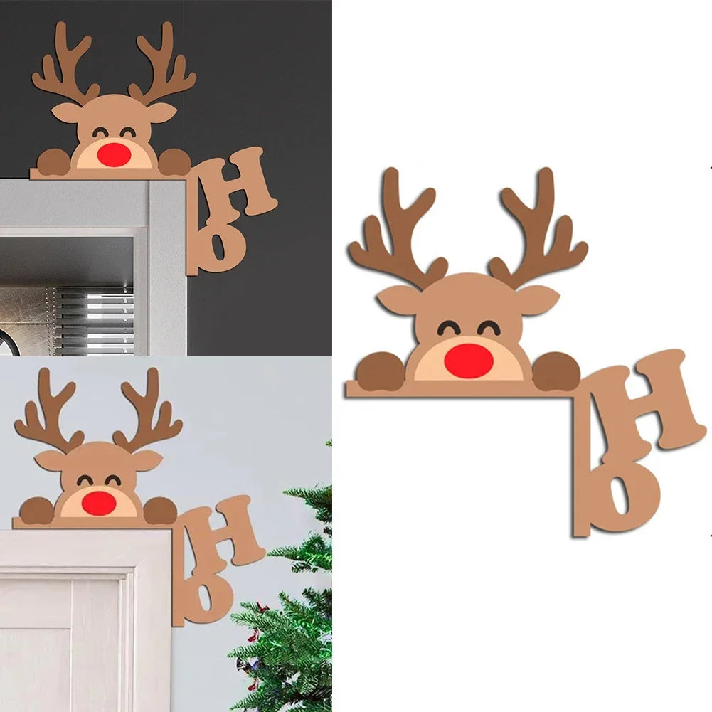 Wooden Santa & Deer Door Frame Ornament - Image 4