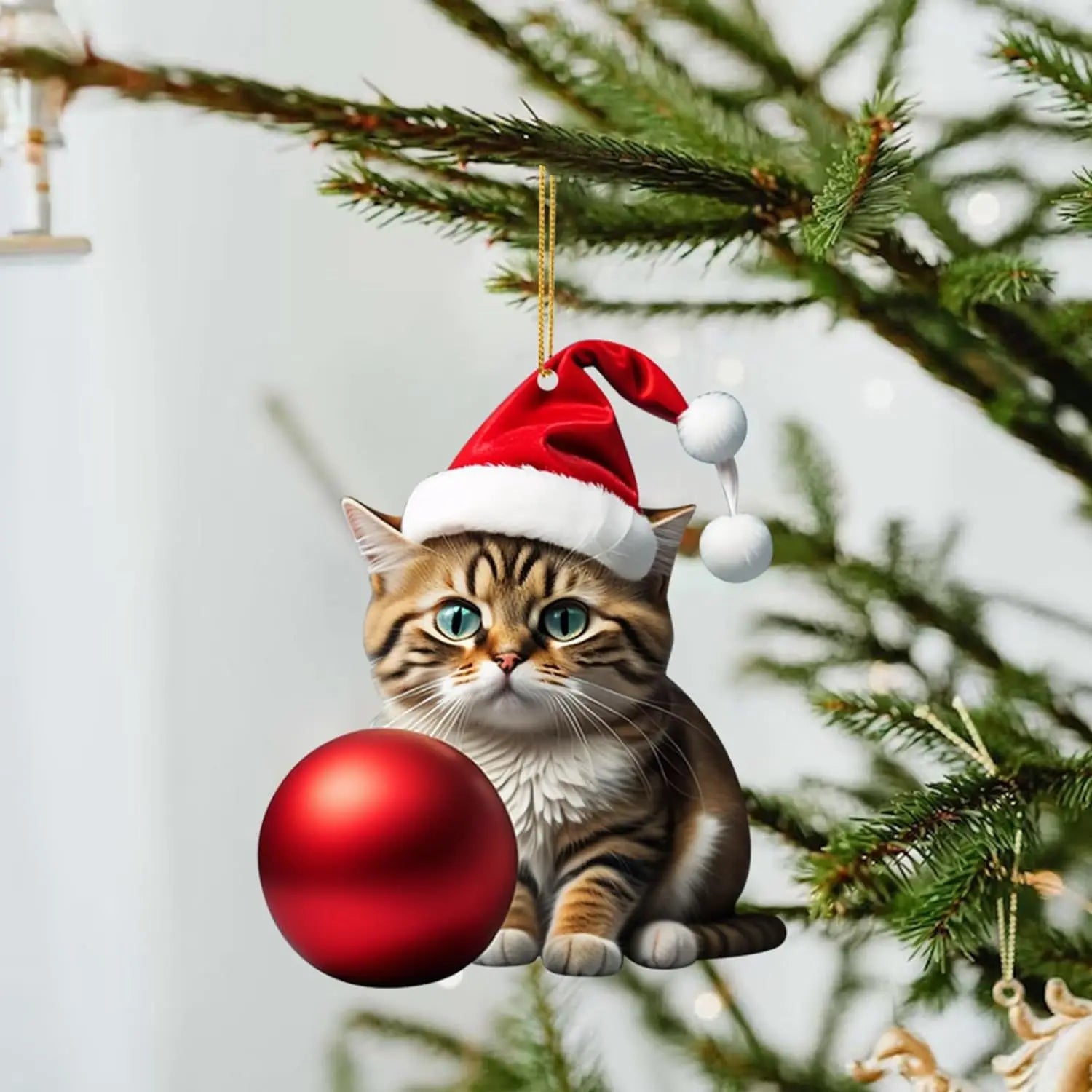 2D Acrylic Christmas Cat Ornament - Festive Decor - Image 8