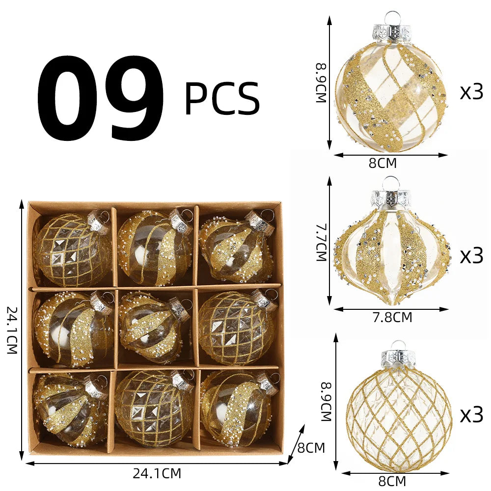 9pcs Transparent Christmas Ball Ornaments for Tree - Image 8