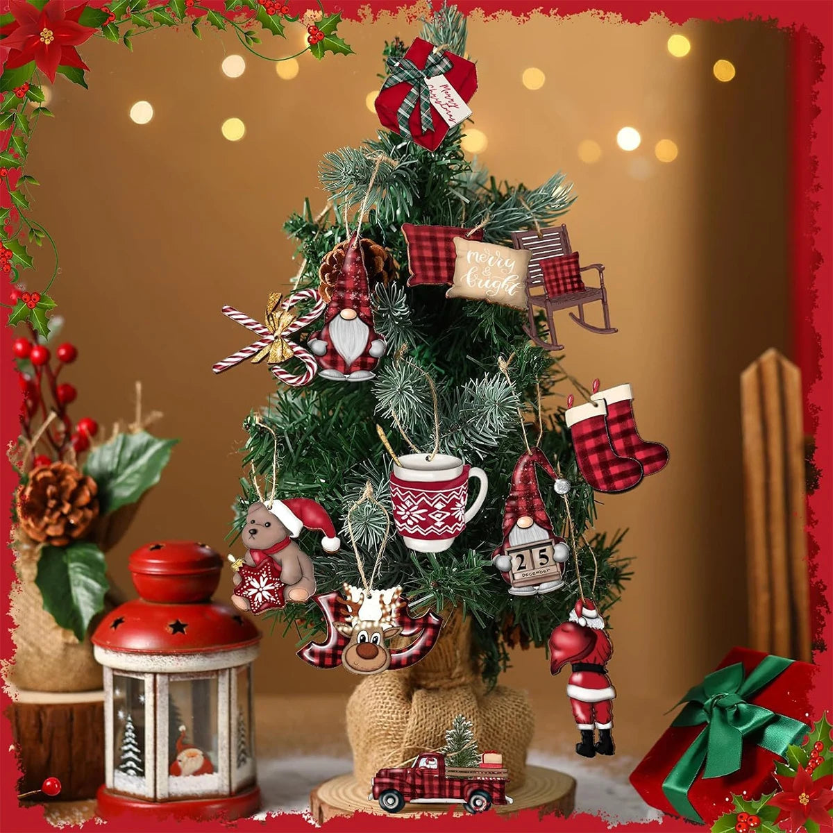 Charming Christmas Gnome Snowman Wooden Decor Pendant - Image 14