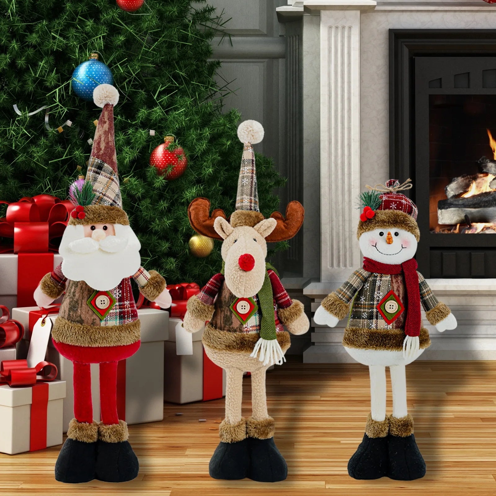 Festive Christmas Dolls: Reindeer, Snowman & Santa Decor - Image 3