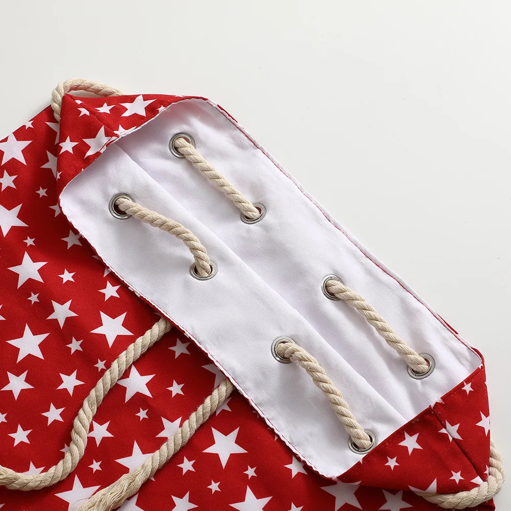 Personalized Santa Sack with Pom Poms & Patterns - Image 7