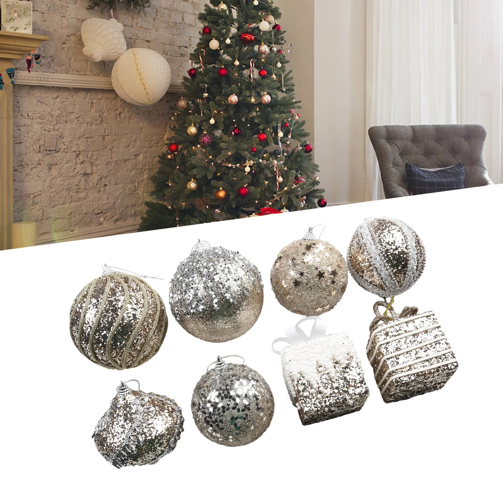 Elegant Christmas Tree Balls in Rose Gold & Silver - Image 29