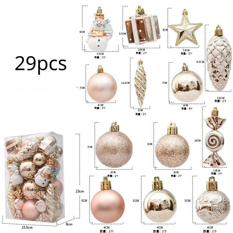 20/29pcs Champagne Christmas Tree Ornaments Set - Image 7