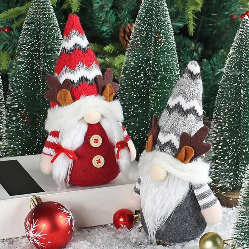 Adorable Plush Holiday Gnome Ornament with Antlers