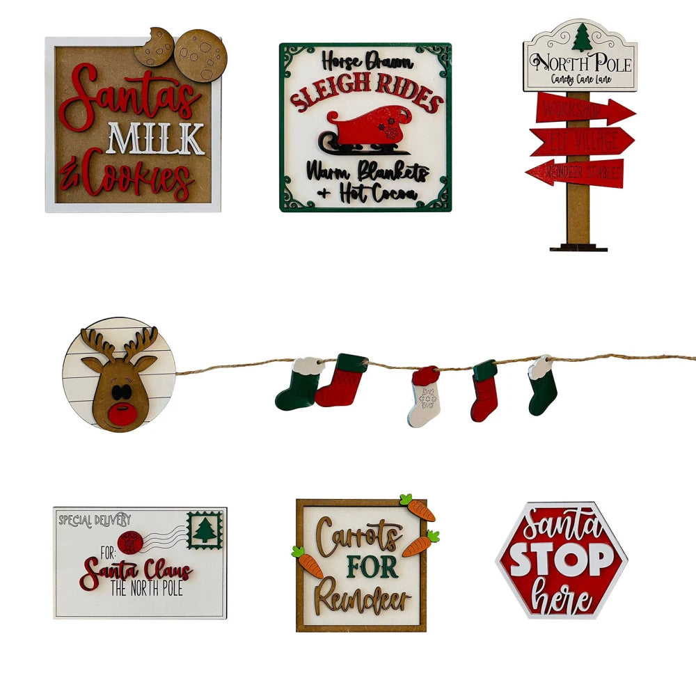 Festive Plaid Christmas Tiered Tray Decor Signs - Image 4
