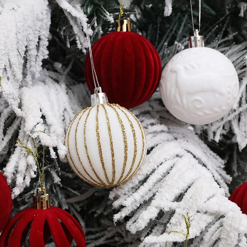 12pcs Velvet Wine Red Christmas Ball Ornaments
