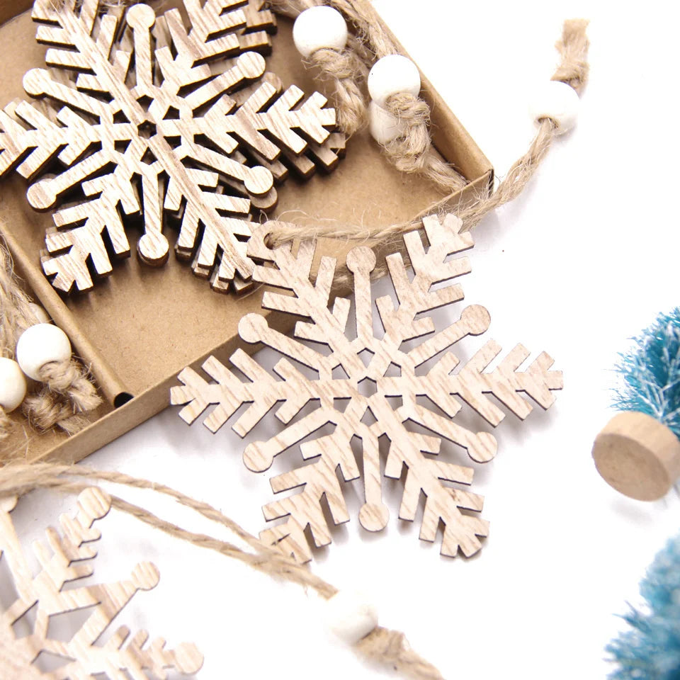 12PC Christmas Snowflake Wooden Ornaments for Holiday Decor - Image 21