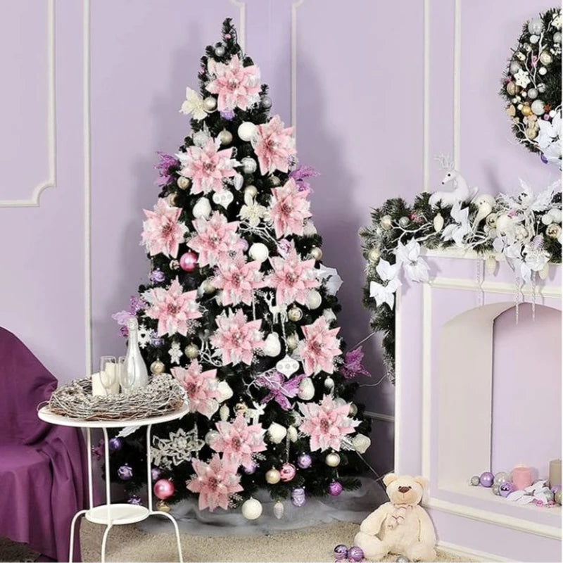 Sparkling 5-Piece Christmas Flower Decoration Set - Image 7