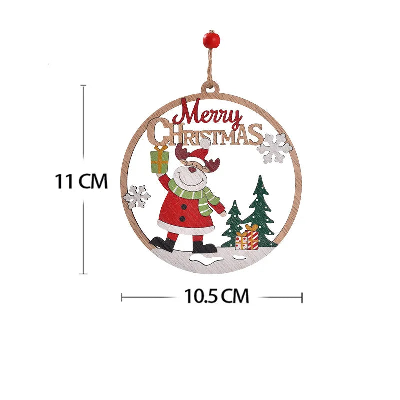 Charming Wooden Santa & Reindeer Ornaments for Christmas - Image 2
