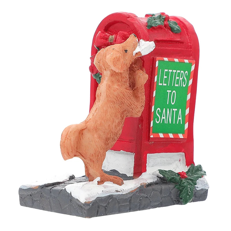 Charming Mini Christmas Dog Mailbox Figurine - Image 4