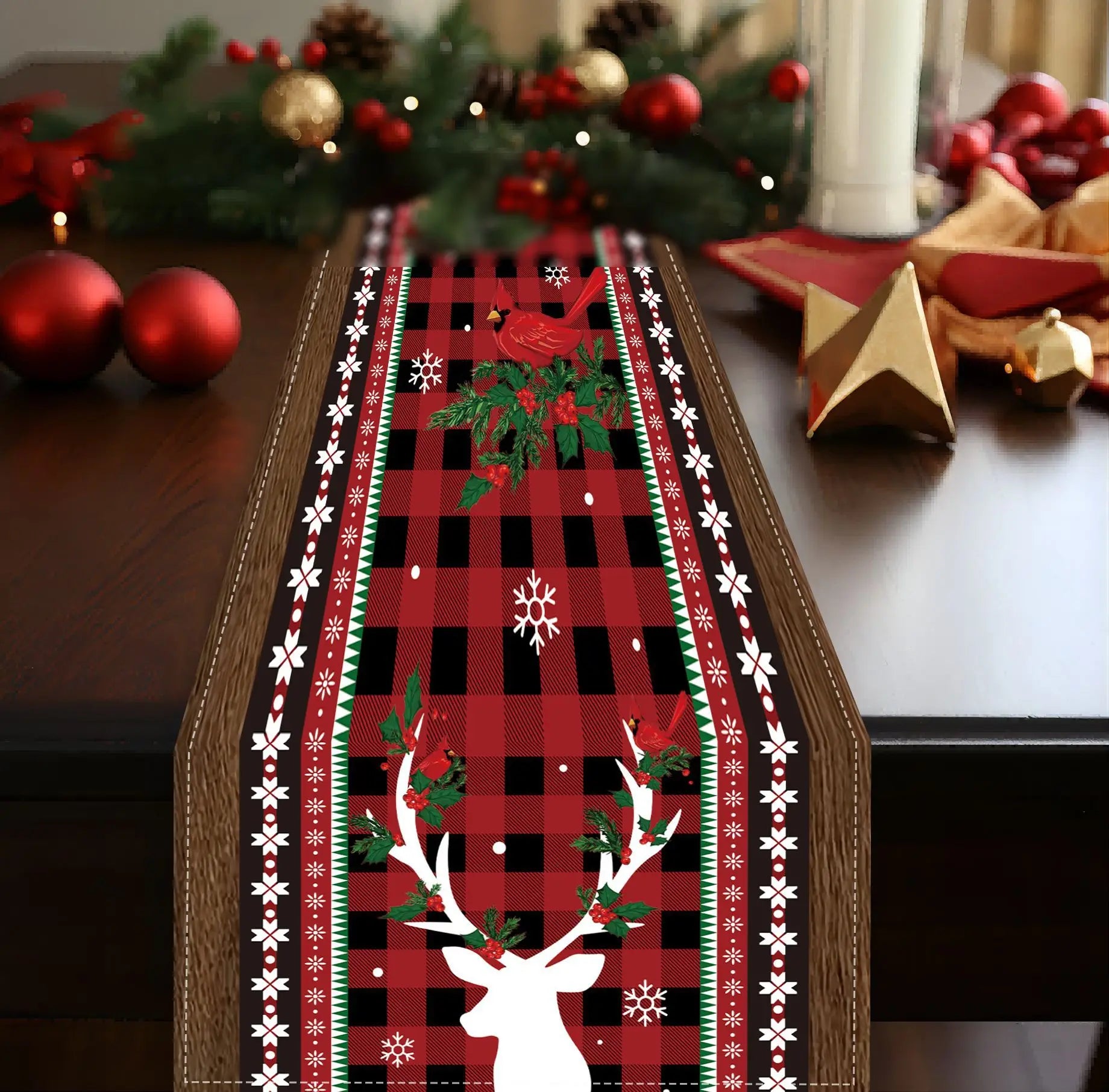 Festive Christmas Table Runner – Santa, Elk & Snowman - Image 12