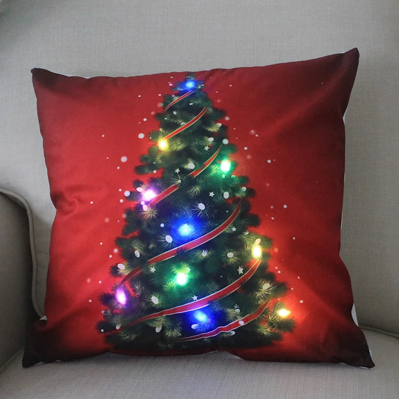 Illuminated Christmas Pillowcase with Santa & Snowman - Image 7