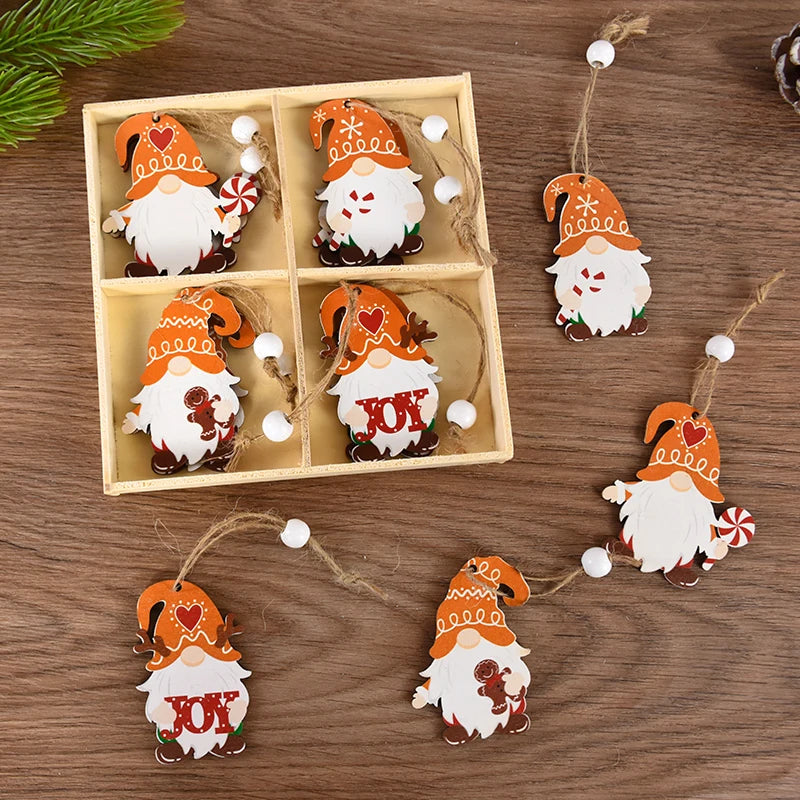 12pcs Christmas Wooden Ornaments: Santa & Gnomes - Image 18