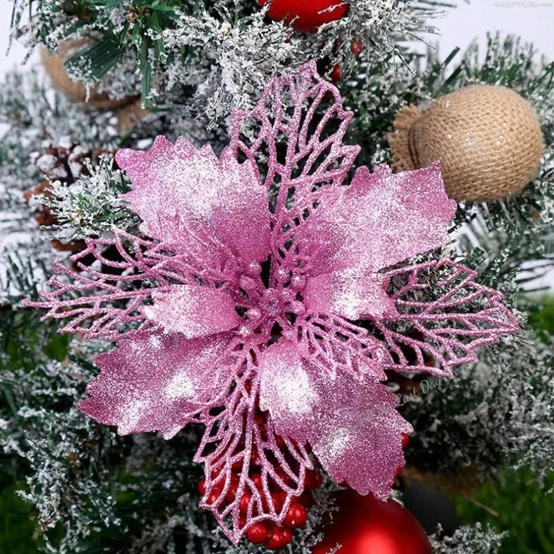 Glittering Christmas Flower Tree Ornaments - 5/1pcs - Image 7