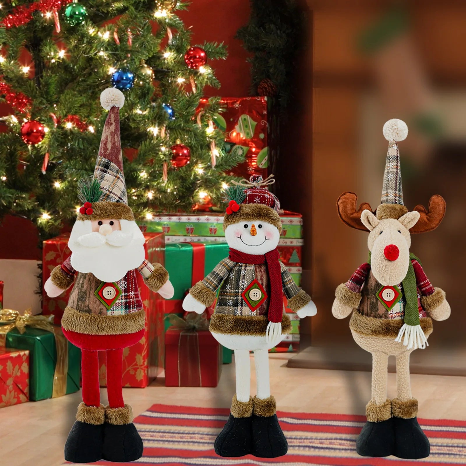 Festive Christmas Dolls: Reindeer, Snowman & Santa Decor