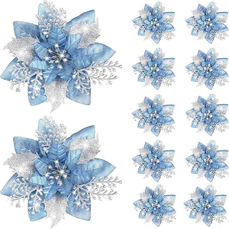Sparkling 5-Piece Christmas Flower Decoration Set - Image 12