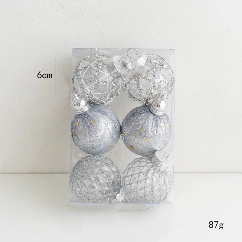 Chic Champagne Red Christmas Ball Ornaments - 6pcs - Image 7