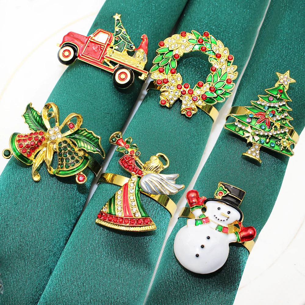 6-Piece Gold Christmas Napkin Ring Set - Image 10
