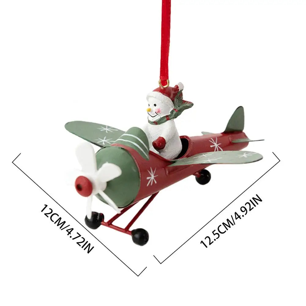 Charming Santa & Snowman Airplane Ornament - Image 2