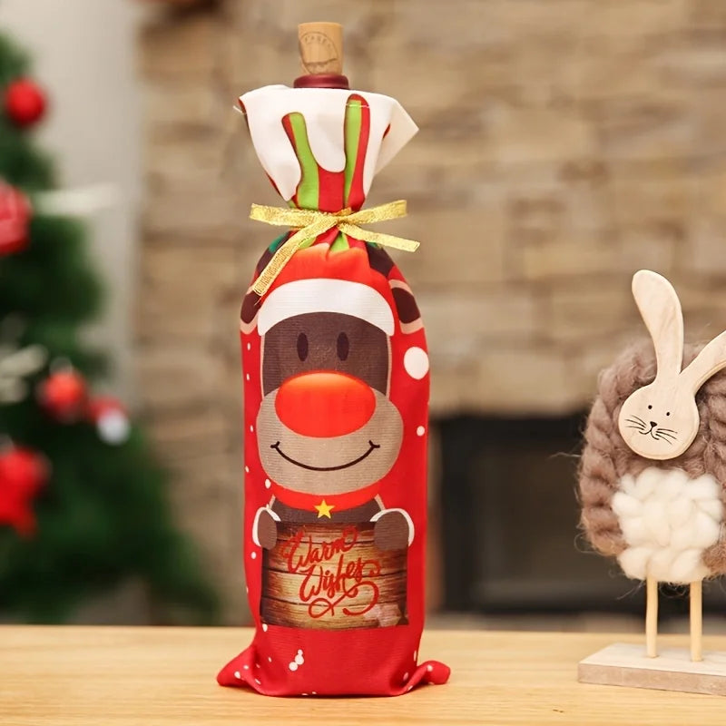 Festive 3PCS Christmas Bottle Decorations: Snowman, Elk, Santa - Image 2