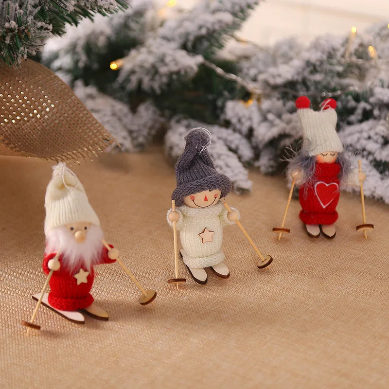 Charming Wooden Ski Dolls for Christmas Tree Decor - Image 15